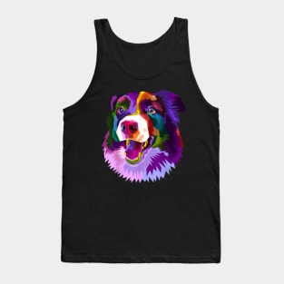 Border Collie Pop Art Portrait Colorful Gift For Dog Lover Tank Top